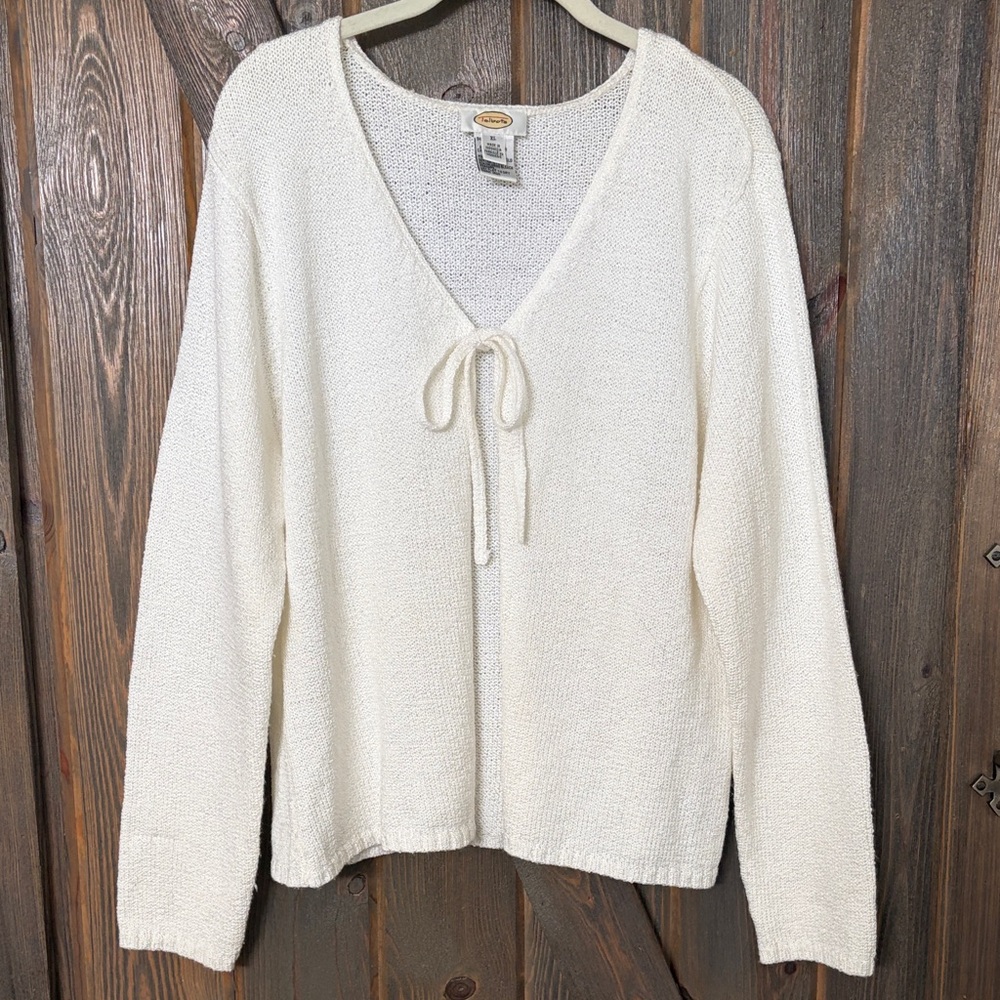 Talbots White Cardigan with tie closure